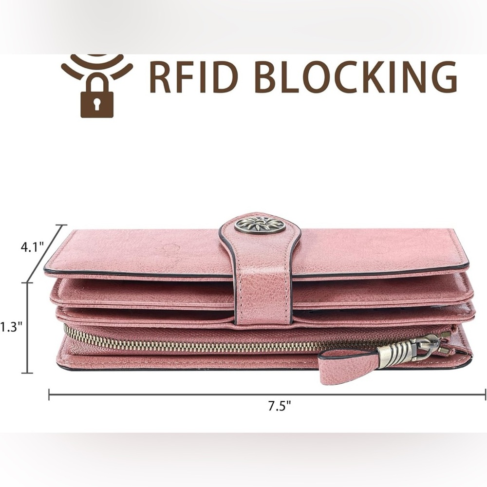 Travelambo Women's pink leather Wallet - Picture 3 of 6